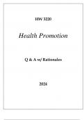 HW 3220 WELLNESS IN HEALTH PROMOTION EXAM Q & A 2024.