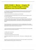 GERO EXAM 2 Meiner Chapter 29 Cognitive and Neurologic Function Questions and Correct