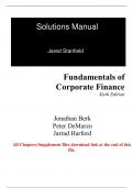 Solutions Manual For Fundamentals of Corporate Finance 6th Edition By Jonathan Berk, Peter DeMarzo, Jarrad Harford (All Chapters, 100% Original Verified, A+ Grade)