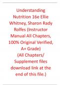 Instructor Manual For Understanding Nutrition 16th Edition By Ellie Whitney, Sharon Rady Rolfes (All Chapters, 100% Original Verified, A+ Grade)