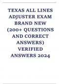 TEXAS ALL LINES ADJUSTER EXAM BRAND NEW (200+ QUESTIONS AND CORRECT ANSWERS) VERIFIED ANSWERS 2024