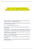   AQA A Level Chemistry Definitions questions and answers latest top score.