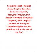 Solutions Manual For Cornerstones of Financial Accounting 3rd Canadian Edition By Jay Rich, Maryanne Mowen, Don Hansen (All Chapters, 100% Original Verified, A+ Grade)