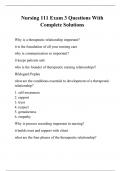 Nursing 111 Exam 3 Questions With Complete Solutions
