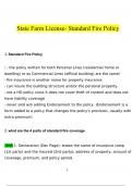 State Farm License- Standard Fire Policy Questions and Answers Updated (2024/2025) (Verified Answers)