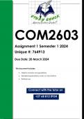 COM2603 Assignment 1 (QUALITY ANSWERS) Semester 1 2024