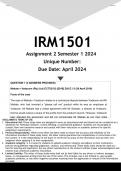 IRM1501 Assignment 2 (DETAILED ANSWERS) Semester 1 2024 - DISTINCTION GUARANTEED