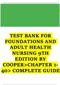Test Bank For Foundations of Nursing 9th Edition By Kim Cooper, Kelly Gosnell(Chapter 1-40) 