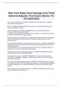 New York State Auto Damage And Theft General Adjuster Test Exam (Series 10- 70) 2024/2025