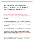 214 FLORIDA INSURANCE EXAM 2024 – 2025 QUESTIONS AND ANSWERS,GOOD SCORE IS QUARANTEED GRADE A+   