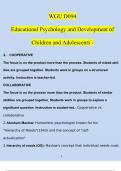 WGU D094 Educational Psychology and Development of Children and Adolescents | Questions with 100% Correct Answers | Verified | Updated 2024
