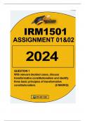 IRM1501 ASSIGNMENT 1 AND 2 2024 ANSWERS AND GUIDELINES