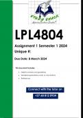 LPL4804 Assignment 1 (QUALITY ANSWERS) Semester 1 2024