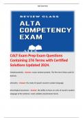 CALT Exam Prep Exam Questions Containing 276 Terms with Certified Solutions Updated 2024. 