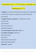 Leadership Exam 1 (ATI Nursing Leadership and Management Ch 1) Questions and Answers (2024 / 2025) (Verified Answers)