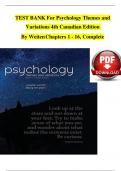 TEST BANK For Psychology Themes and Variations, 4th Canadian Edition By Weiten, Verified Chapters 1 - 16, Complete Newest Version