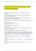 Psych 375 Exam Questions with Correct Answers 