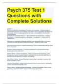 Psych 375 Test 1 Questions with Complete Solutions 