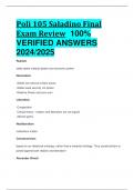 Poli 105 Saladino Final Exam Review 100%  VERIFIED ANSWERS  2024/2025 BEST REVIEW 
