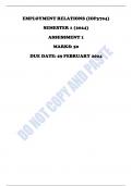 EMPLOYMENT RELATIONS (IOP3704) - SEMESTER 1 (2024) - ASSESSMENT 1