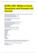 NURS 3007 Midterm Exam Questions and Answers All Correct