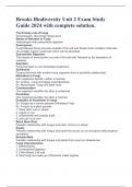 Brooks Biodiversity Unit 2 Exam Study Guide 2024 with complete solution.