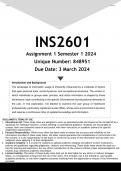 INS2601 Assignment 1 (ANSWERS) Semester 1 2024 - DISTINCTION GUARANTEED.