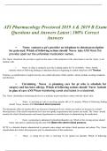 ATI Pharmacology Proctored 2019 Exam Questions and Verified Answers|100% Correct| Update