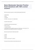 Basic Wastewater Operator Practice Exam Questions with 100% correct answers