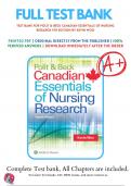 Test Bank For Polit & Beck Canadian Essentials of Nursing Research 4th Edition by Kevin Woo (2018/2019), 9781496301468, Chapter 1-18 Complete Questions and Answers A+