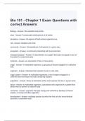 Bio 101 - Chapter 1 Exam Questions with correct Answers 2024