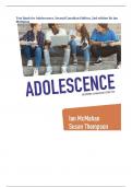 Test Bank for Adolescence, Second Canadian Edition, 2nd edition By Ian  McMaha