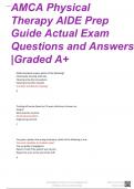 AMCA PHYSICAL THERAPY AIDE PREP GUIDE EXAMS WITH ACTUAL CORRECT QUESTIONS AND  ANSWERS |2024  ALREADY GRADED A+