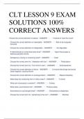 CLT LESSON 9 EXAM SOLUTIONS 100%  CORRECT ANSWERS 