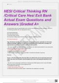HESI CRITICAL THINKING RN /CRITICAL CARE HESI EXIT TEST BANK ACTUAL EXAMS WITH ACTUAL  QUESTIONS AND  ANSWERS |2024 GRADED A+