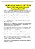 Straighterline American GOV Final Exam Questions with Complete Solutions, Rated A+