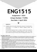 ENG1515 Assignment 1 (ANSWERS) 2024 (712996) - DISTINCTION GUARANTEED.