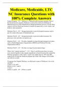 Medicare, Medicaide, LTC NC Insurance Questions with 100% Complete Answers