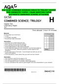 AQA GCSE COMBINED SCIENCES 8464/C/1H TRILOGY HIGHER TIER CHEMISTRY PAPER 1 EXAM QUESTION PAPER (AUTHENTIC MARKINGG SCHEME ATTACHED)
