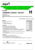 AQA GCSE COMBINED SCIENCES 8464/C/1H TRILOGY HIGHER TIER CHEMISTRY PAPER 1H EXAM QUESTION PAPER  (AUTHENTIC MARKING SCHEME ATTACHED)