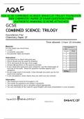 AQA GCSE COMBINED SCIENCE 8464/C/2F TRILOGY FOUNDATION TIER CHEMISTRY PAPER 2F EXAM QUESTION PAPER  (AUTHENTIC MARKING SCHEME ATTACHED)