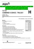 AQA GCSE COMBINED SCIENCE 8464/P/2H TRILOGY HIGHER TIER PHYSICS PAPER 2H EXAM QUESTION PAPER  (AUTHENTIC MARKING SCHEME ATTACHED)