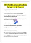 ASCP MLS Exam Questions Solved 100% Correct