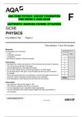 AQA GCSE PHYSICS  8463/2F FOUNDATION TIER PAPER 2 JUNE EXAM  (AUTHENTIC MARKING SCHEME ATTACHED)