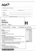 JUNE 2023 GCSE AQA HIGH TRIPLE SCIENCE PHYSICS PAPER2 question paper and mark scheme bundle with  complete solution