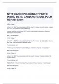 NPTE CARDIOPULMONARY PART II (NYHA, METS, CARDIAC REHAB, PULM REHAB) Exam