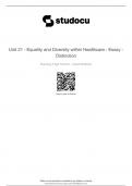 Unit 21 - Equality and Diversity within Healthcare - Essay - Distinction