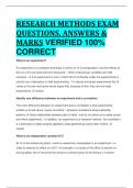 BEST REVIEW RESEARCH METHODS EXAM QUESTIONS, ANSWERS & MARKS VERIFIED 100%  CORRECT