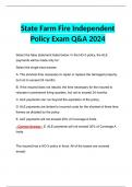 State Farm Fire Independent Policy Exam Q&A 2024