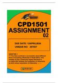 CPD1501 ASSIGNMENT 2 DUE 12APRIL 2024 ALL QUESTIONS WELL ANSWERED